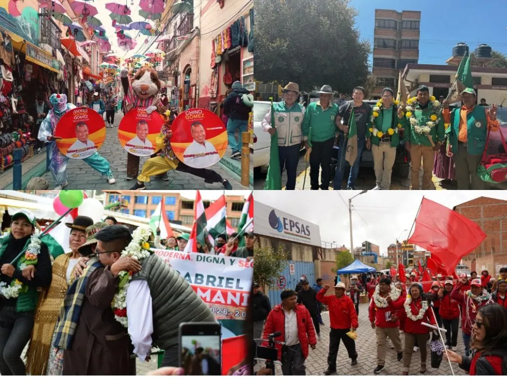 Los candidatos en actividades proselitista. Fotos: RRSS de los frentes 