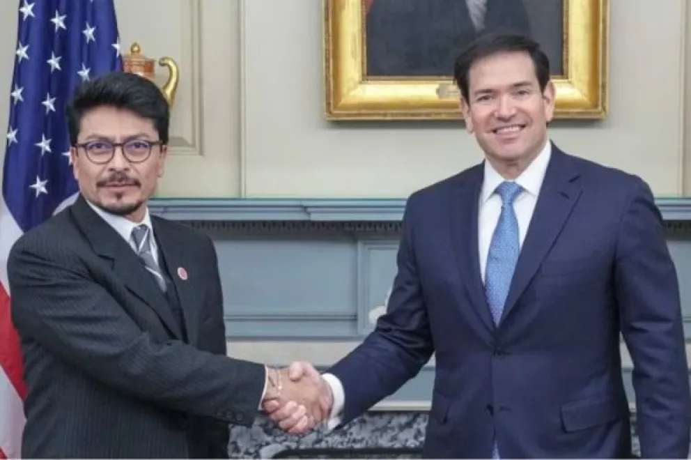 El canciller Fernando Aramayo y el secretario de Estado de EEUU, Marco Rubio. Foto archivo: Cancillería