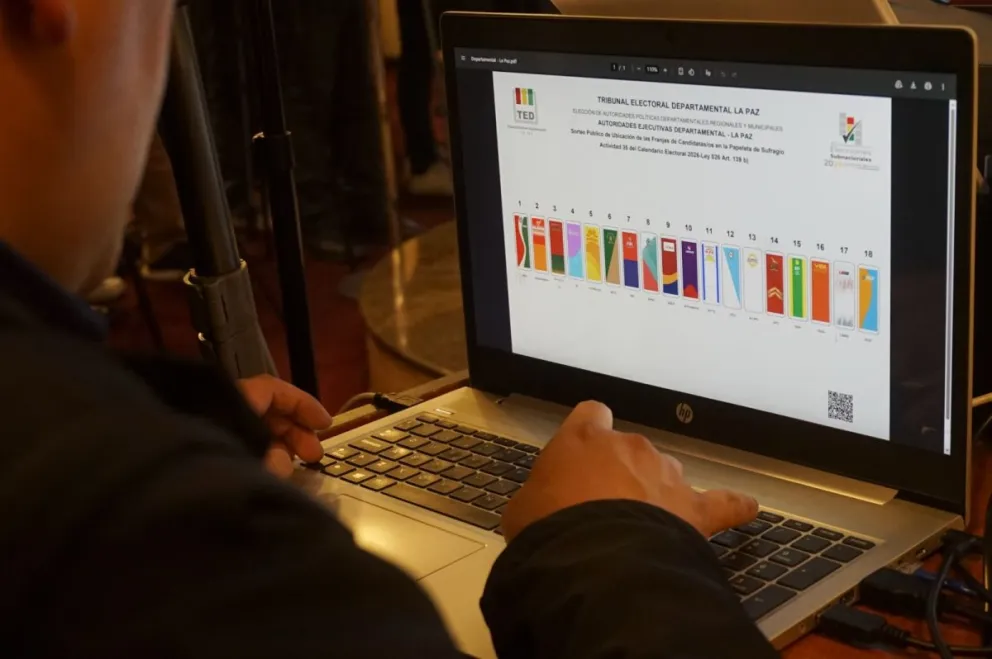 El sorteo de puestos en la papeleta para las subnacionales para La Paz. Foto: APG