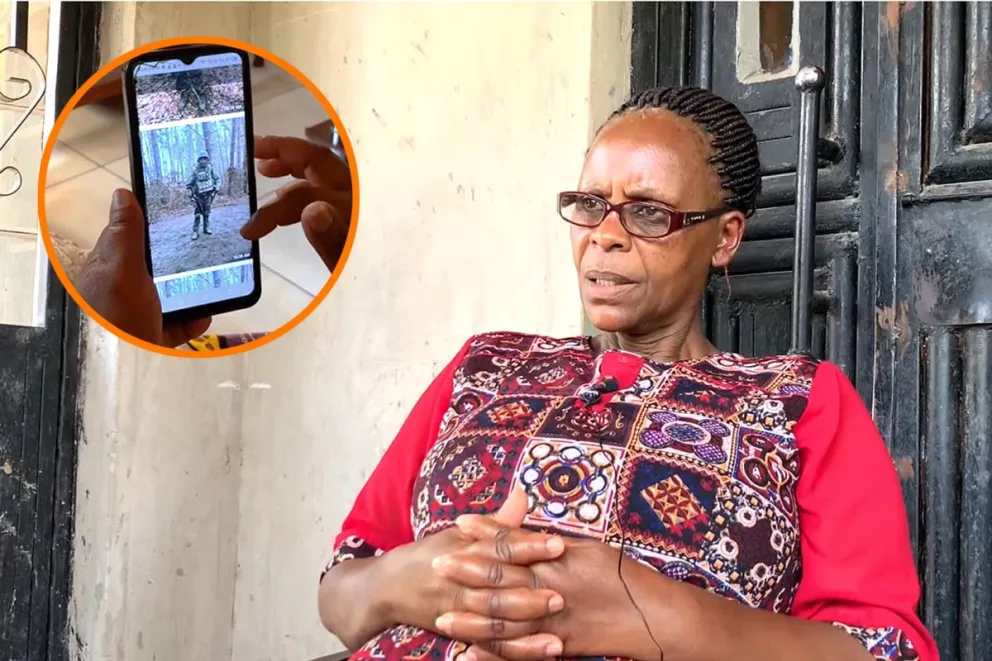 La keniana Bibiana Wangari sabe que su hijo, Charles Waithaka, murió combatiendo en Ucrania. Foto EFE