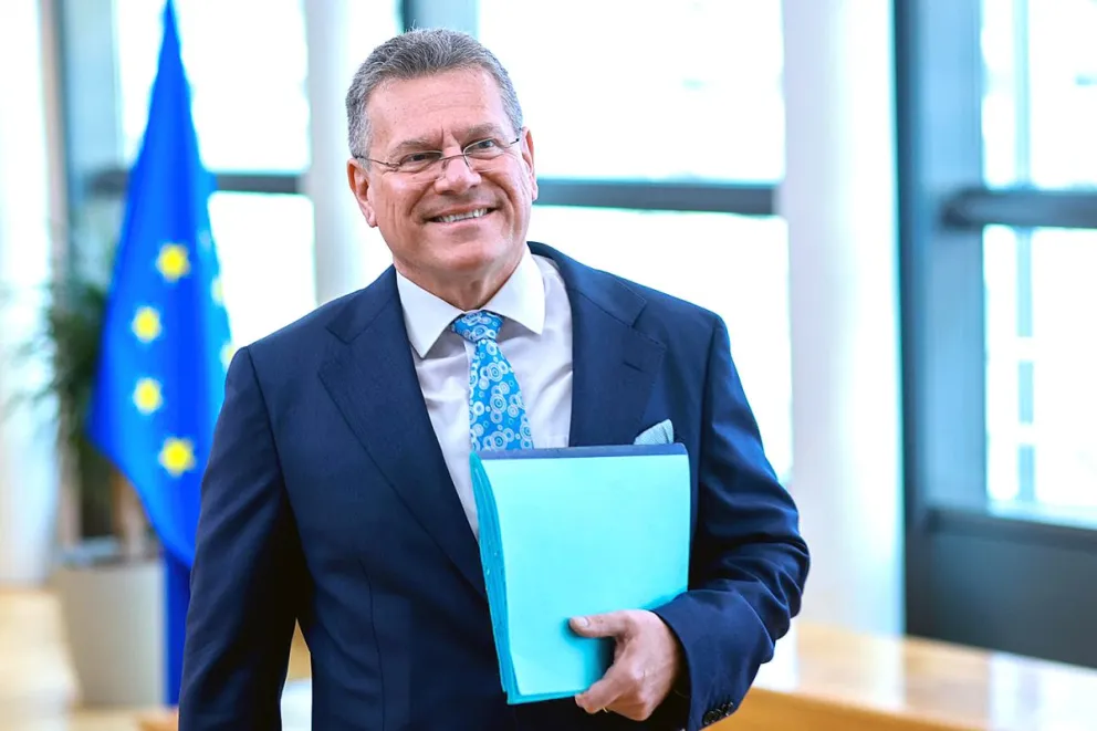 El comisario europeo de comercio y seguridad económica, Maros Sefcovic, el pasado miércoles en Bruselas. Foto: EFE