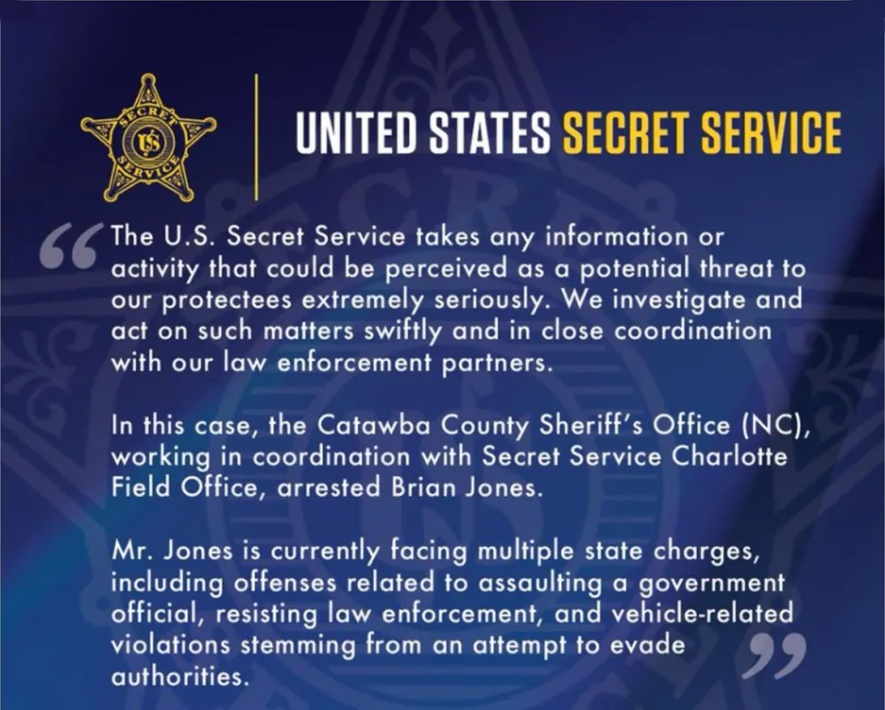 Captura de la cuenta en X @SecretService del Servicio Secreto de Estados Unidos de una publicación este domingo, tras el fallecimiento de un individuo en Palm Beach (EE.UU.). Foto: EFE