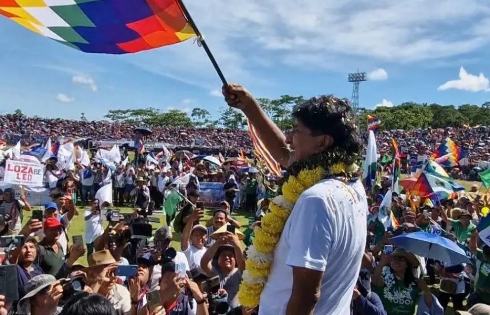 Evo Morales cuando reapareció en Chimoré. Foto: RRSS del exmandatario 