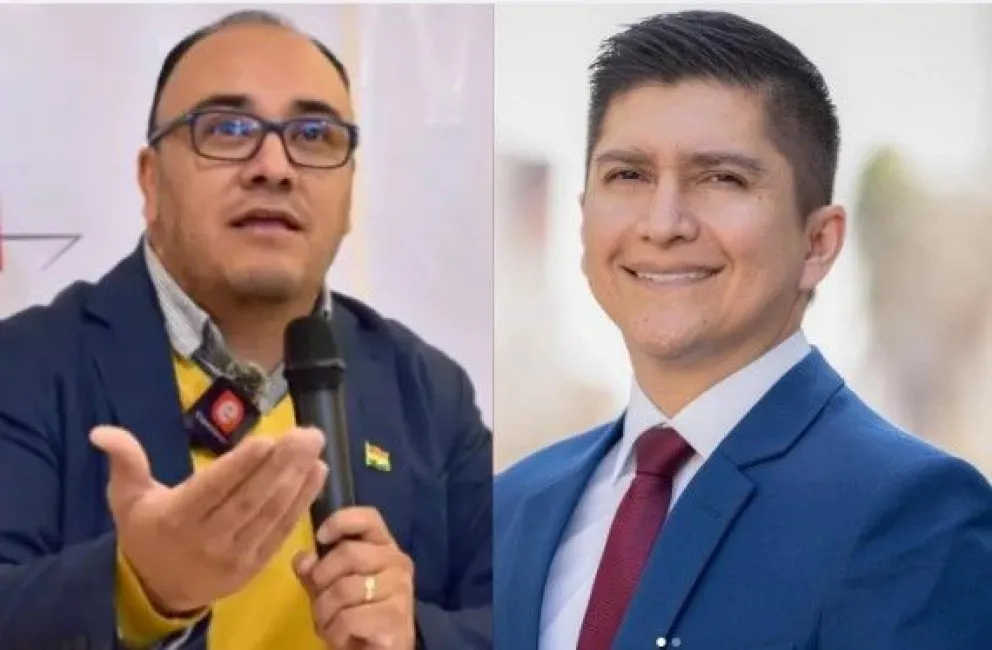 El presidente del Tribunal Supremo Electoral (TSE), Gustavo Ávila, y Juan Carlos Medrano, excandidato a la Gobernación cruceña. Foto: Composición