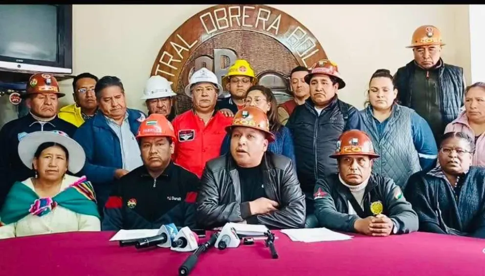 La dirigencia de la COB en conferencia de prensa. Foto: Capturan de imagen