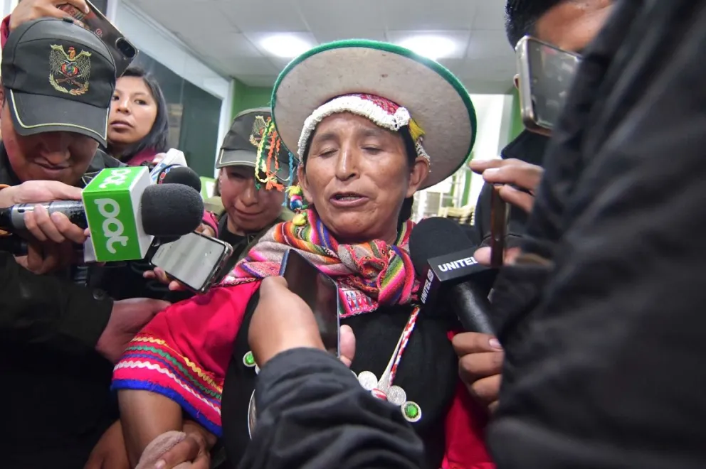 Lidia Patty durante su llegada a la Fiscalía departamental de La Paz. Foto: APG