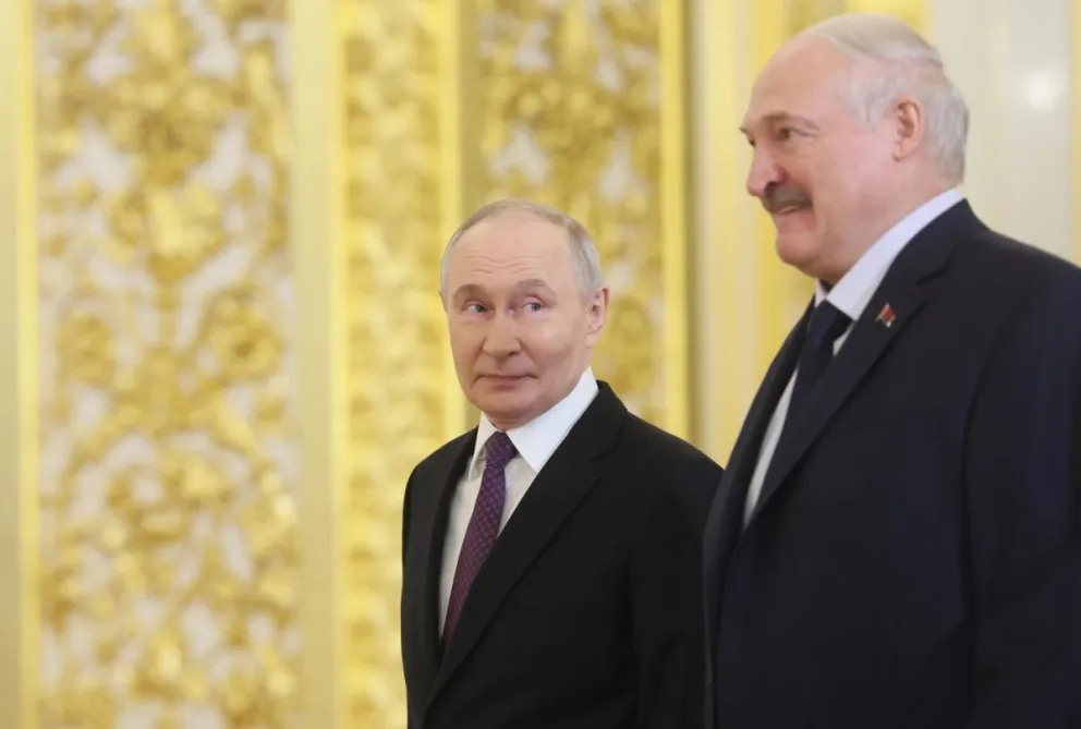 El presidente ruso, Vladímir Putin, y el presidente bielorruso, Alexandr Lukashenko. Foto: EFE 