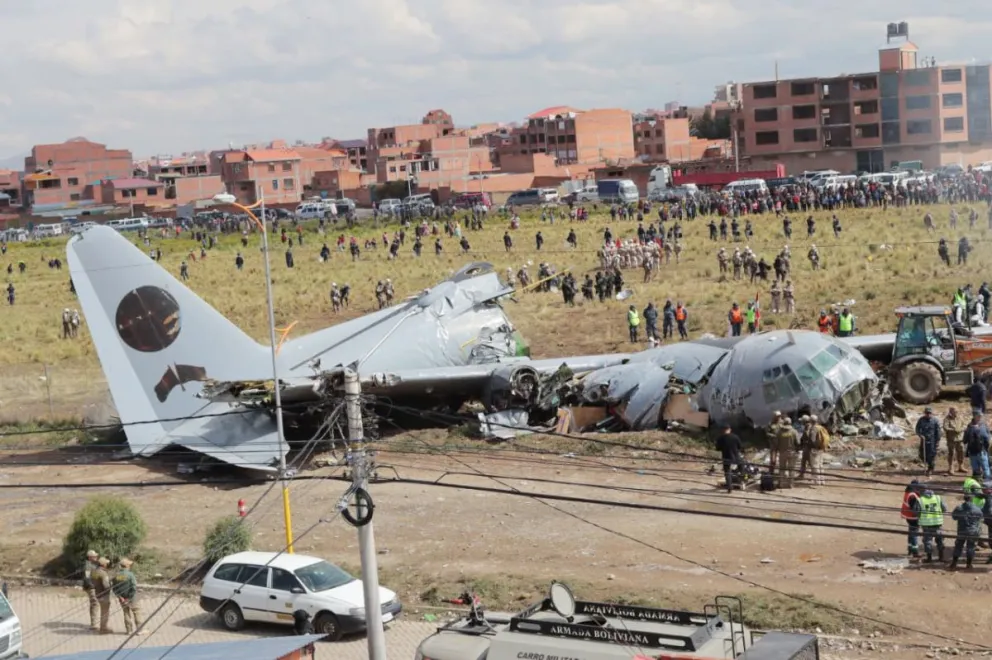 El avión Hércules siniestrado en El Alto. Foto archivo