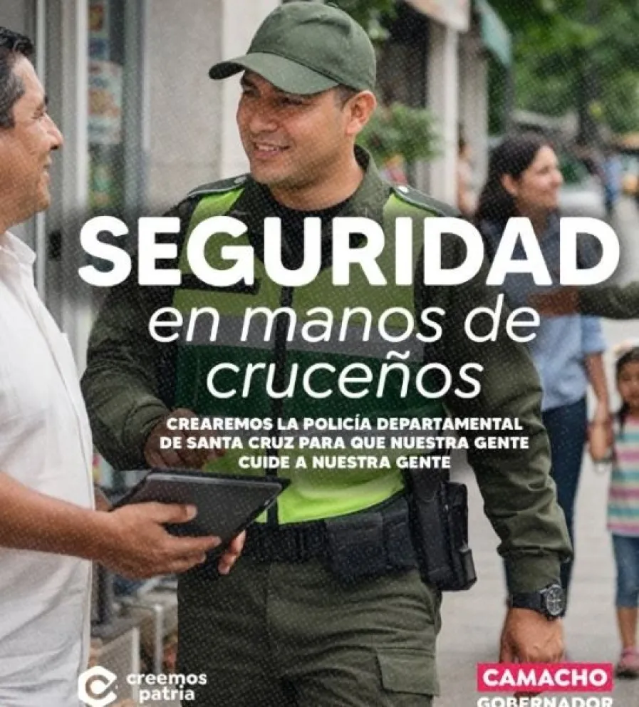 El gobernador y candidato a la reelección, Luis Fernando Camacho, posteó este banner en su cuenta en X