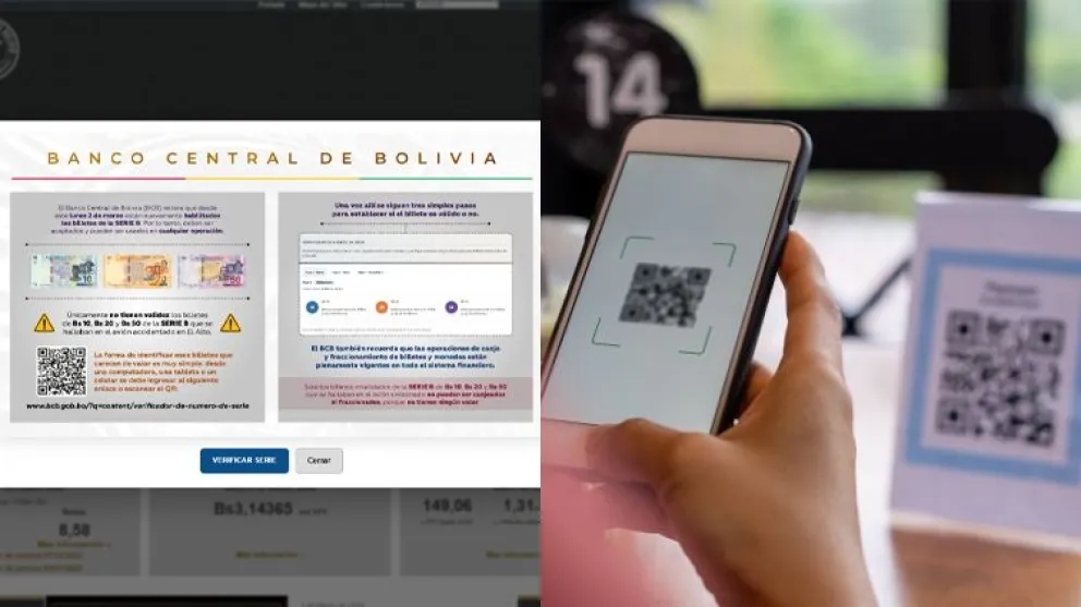 Para acceder al verificador, el usuario debe ingresar a la página oficial del Banco Central de Bolivia (BCB). Foto: Composición de Paulo Lizárraga 
