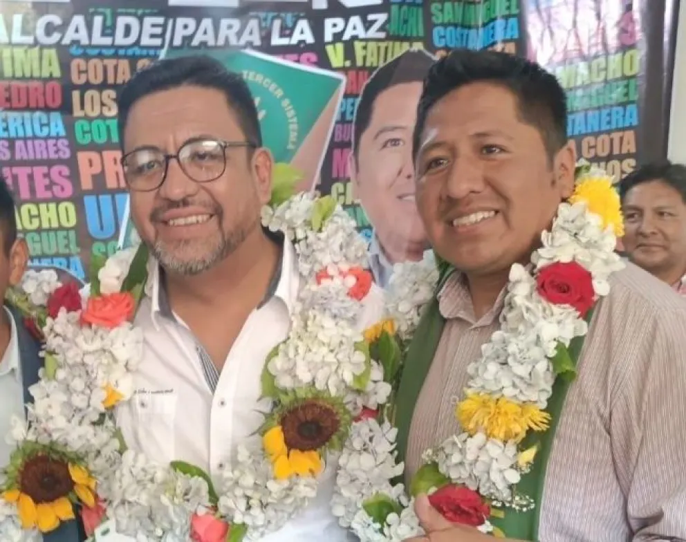 El candidato a la Alcaldía, Jorge Dulon y el candidato a primer concejal Limber Tancara. Foto: Facebook de Limber Tancara