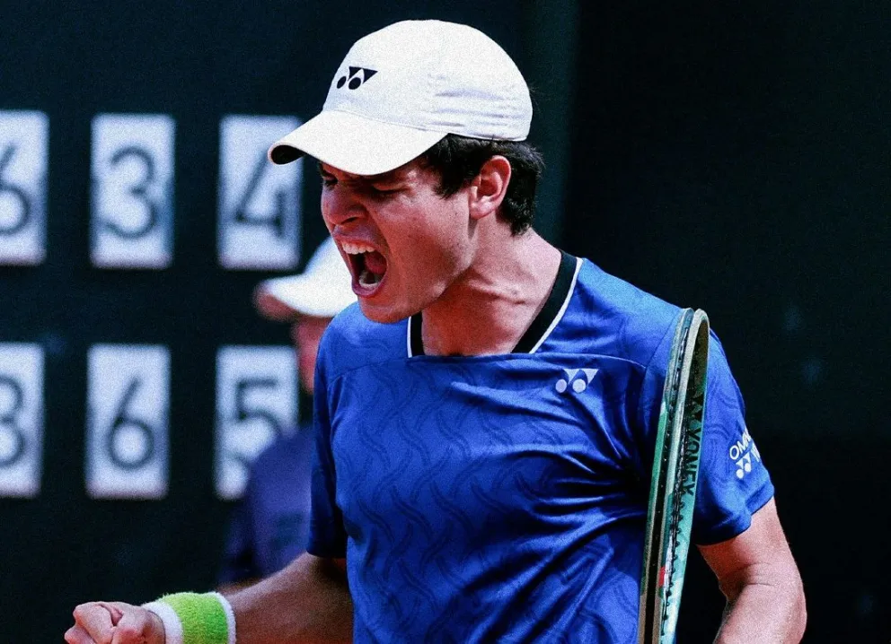 Prado festeja tras su victoria. Foto: ATP Challenger.