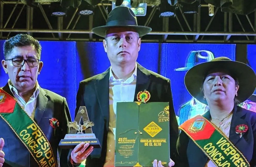 El vicepresidente Edmand Lara en los actos por el aniversario de la ciudad de El Alto. Foto: Vicepresidencia