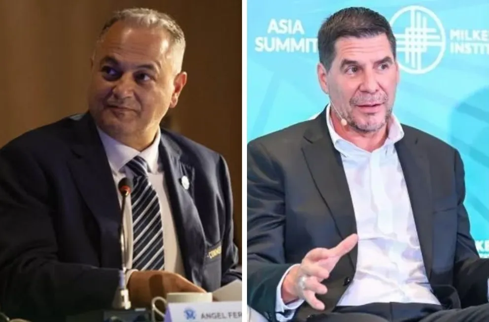 Fernando Costa (izq.), presidente de la Federación Boliviana, Marcelo Claure, titular de Bolívar.