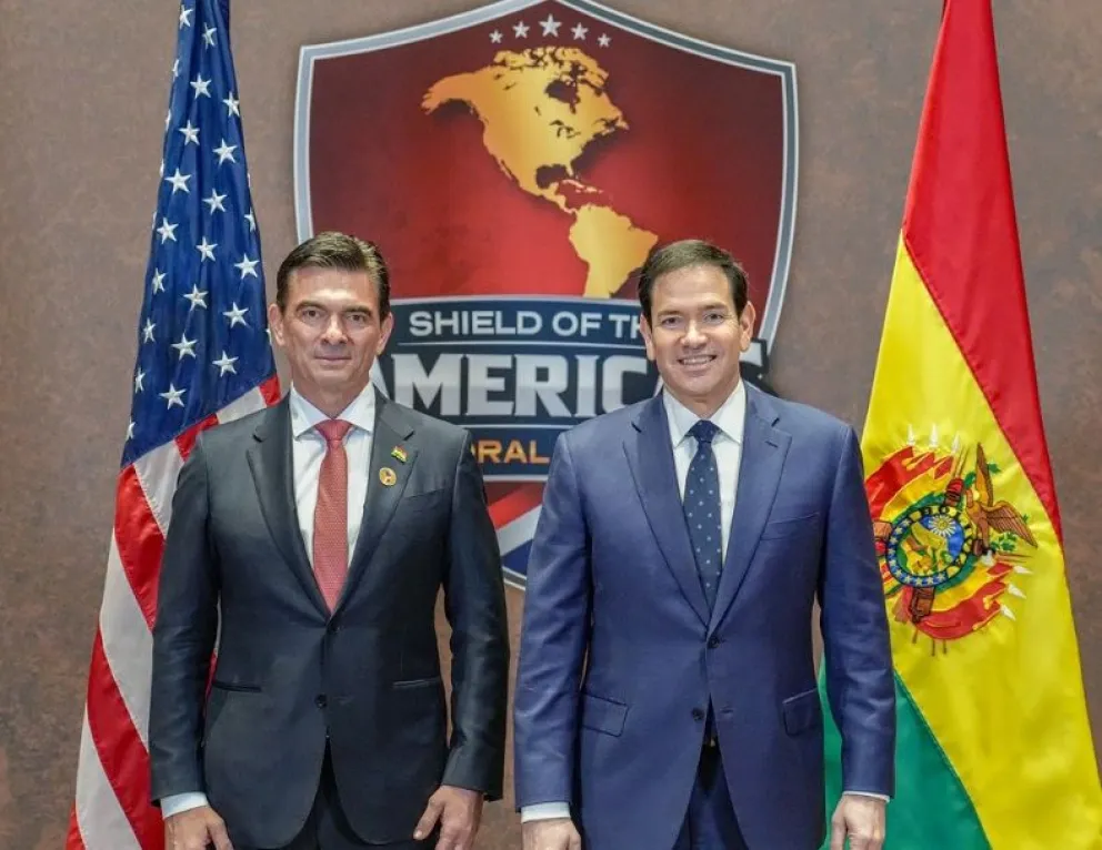 El presidente Rodrigo Paz y el secretario de Estado de Estados Unidos, Marco Rubio, el fin de semana. Foto: Departamento de Estado de EEUU