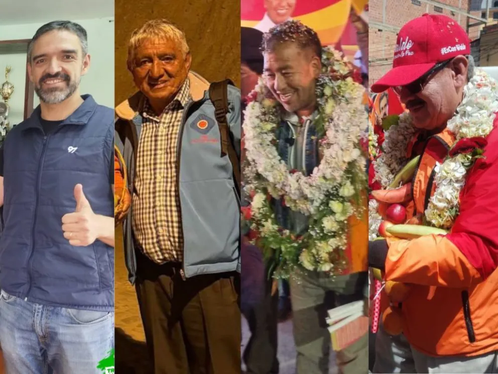 Tres candidatos a la Alcaldía de La Paz y uno a la Gobernación. Foto: Composición de Visión 360/facebook