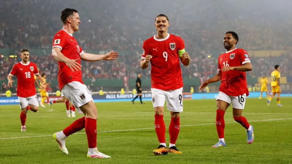 El festejo de los jugadores del seleccionado austriaco. Foto: AD