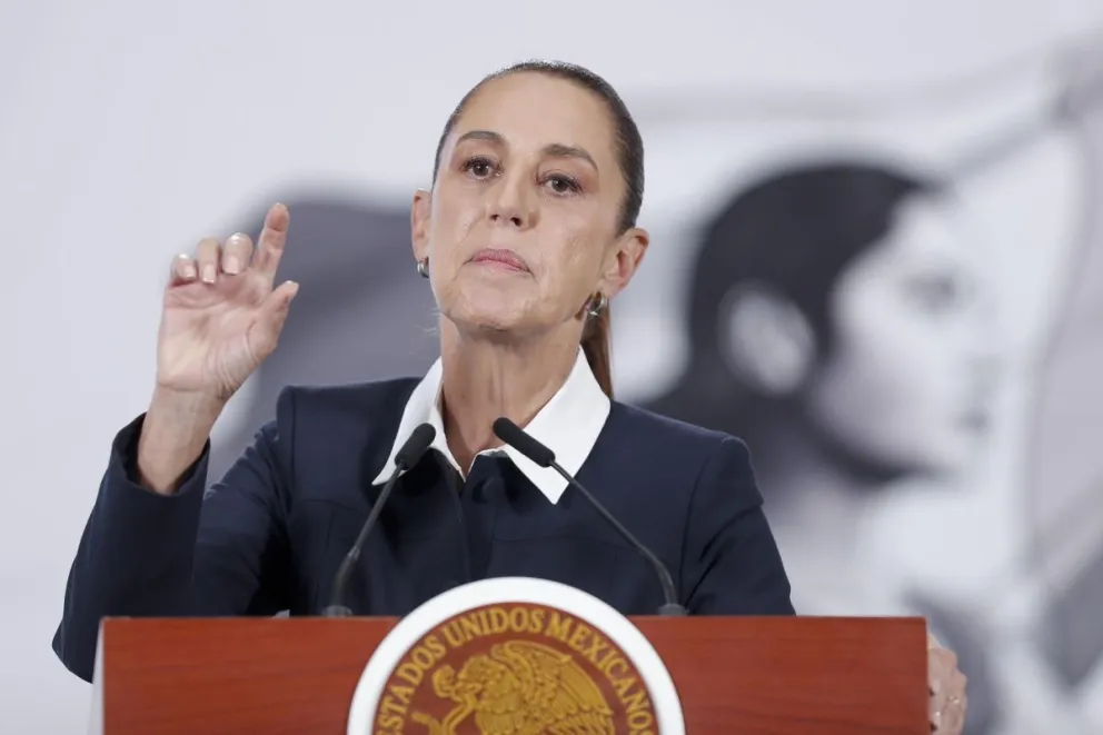 Claudia Sheinbaum, presidenta de México, durante la conferencia de prensa este jueves. Foto: EFE