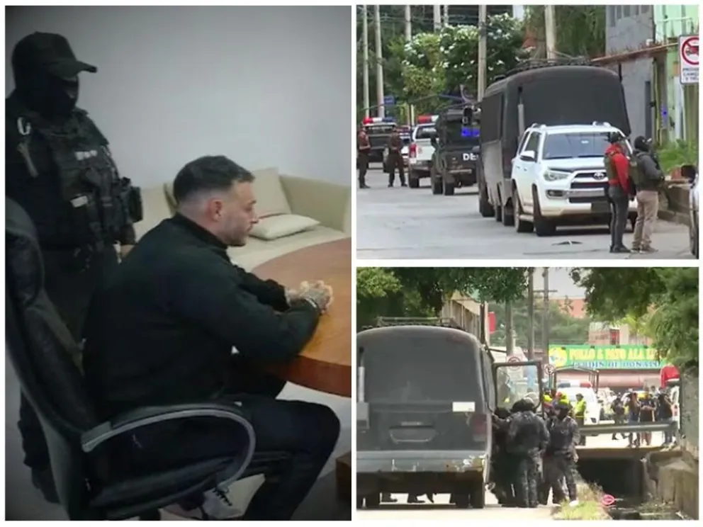 Maset y parte del operativo y detenciones en Santa Cruz. Composición: Visión 360 