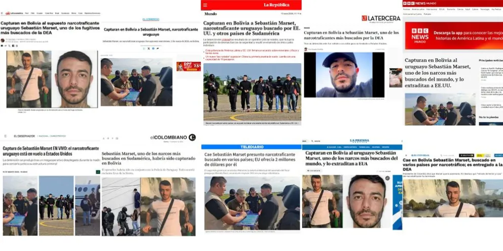 Los medios internacionales ya informan sobre la captura del narcotraficante uruguayo. Foto: Recortes capturas de imagen