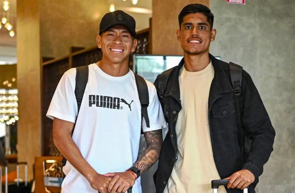 Ervin Vaca y Fernando Nava que viajan esta madrugada a Monterrey, México. Foto: FBF