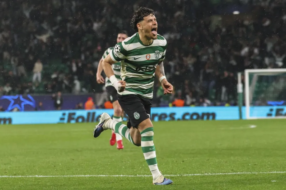Araujo, del Sporting, celebra el 4-0 ante el Bodo/Glimt. Foto: EFE.