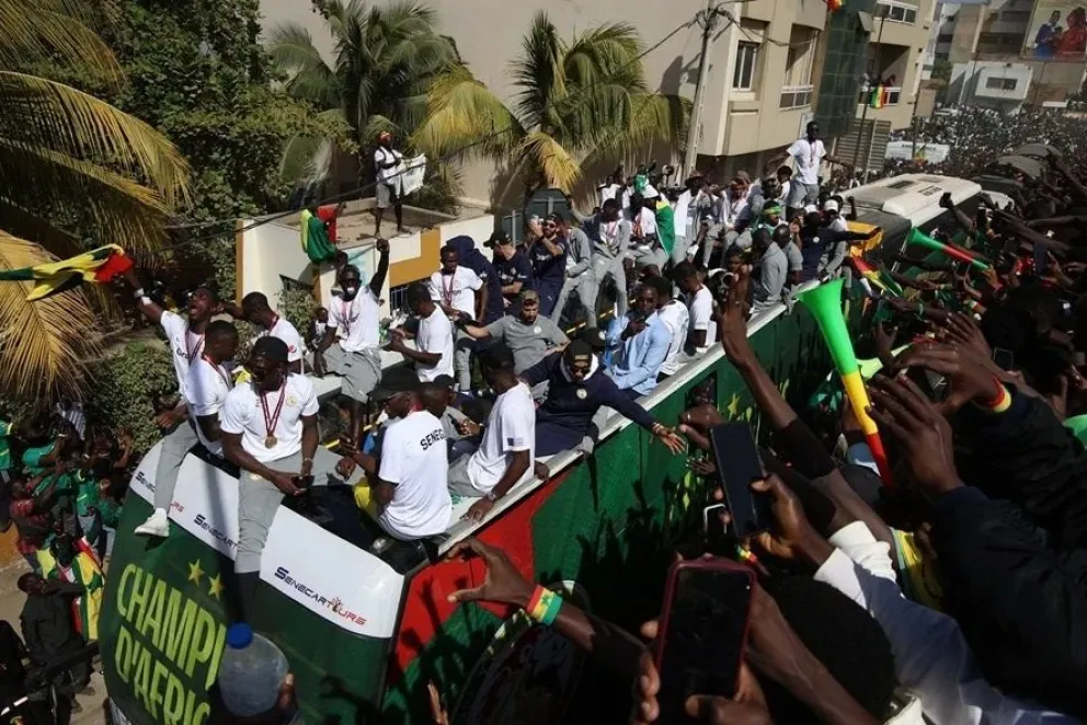 Jugadores de la selección de Senegal tras proclamarse vencedores de la Copa África en pasado enero. Foto: EFE.