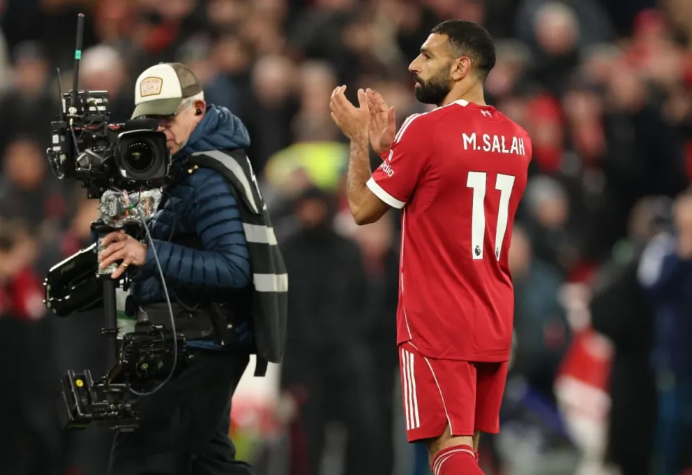 El delantero egipcio Mohamed Salah a la conclusión de un partido de Liverpool. Foto: EFE