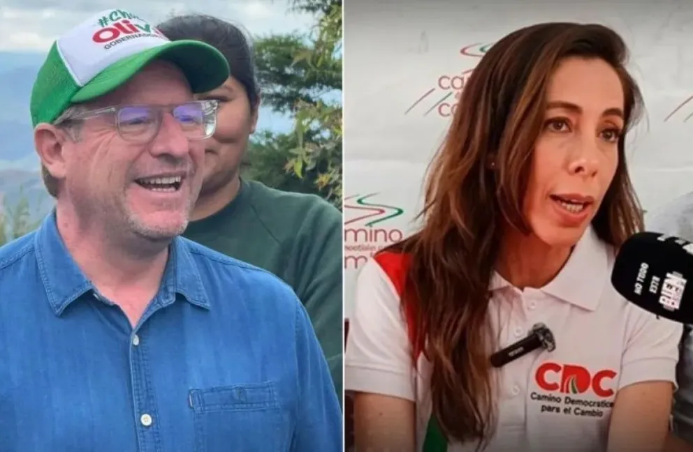 Los candidatos Adrián Oliva y María René Soruco. 