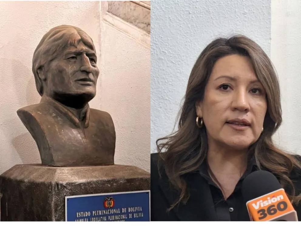 El busto de Morales ya no se encuentra en la ALP; la senadora Claudia Mallón impulsó su retiro. Foto: Composición Visión 360