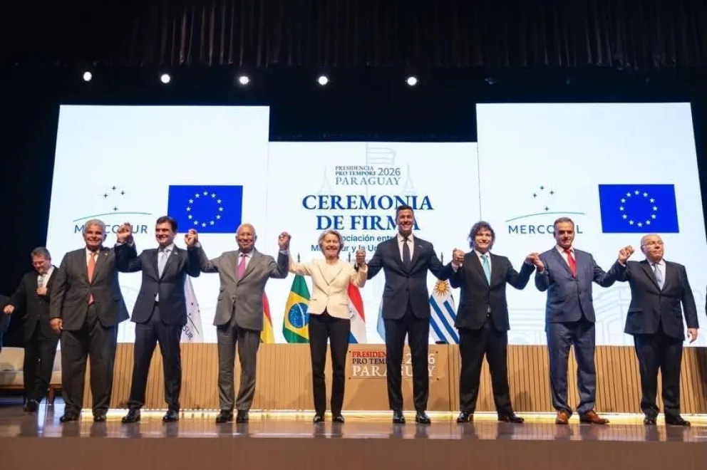 Bolivia en la firma histórica del acuerdo UE–Mercosur, en enero. Foto: Cancillería 
