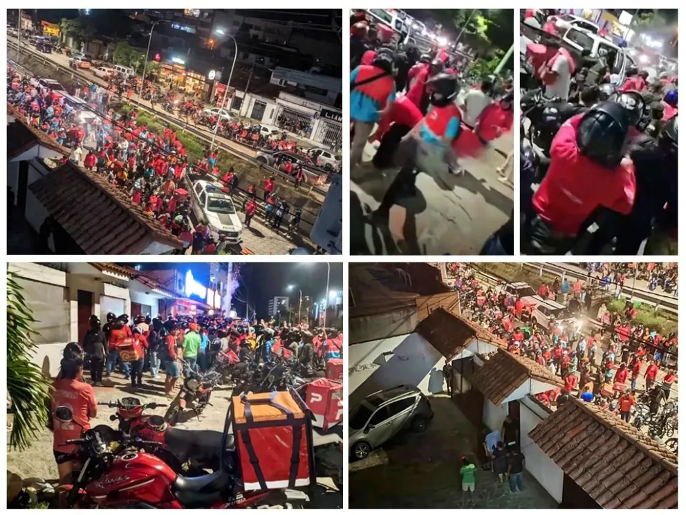 La Policía tuvo que intervenir y utilizar gases lacrimógenos para dispersar a los movilizados. Fotos: RRSS. Montaje: Visión 360 