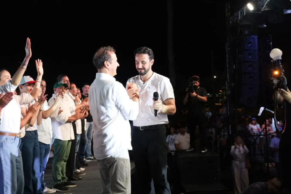 Jorge Tuto Quiroga y Juan Pabl "JP" Velasco en la campaña. Fotos: RRSS del postulante 