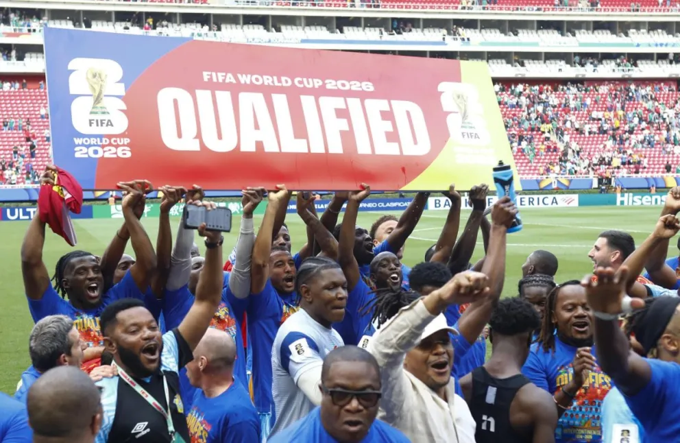 Jugadores de la selección de la República Democrática del Congo celebran su clasificación. Foto: EFE