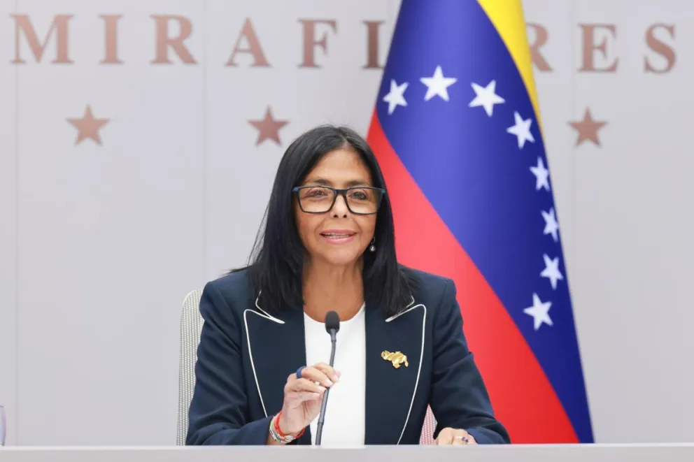 Fotografía cedida que muestra a la presidenta encargada de Venezuela, Delcy Rodríguez. Foto: EFE