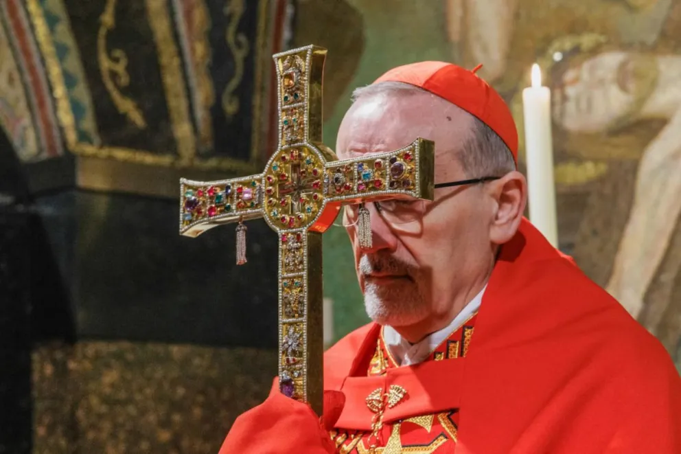 La máxima autoridad para los católicos en Tierra Santa, el cardenal Pierbattista Pizzaballa, presidió este Viernes Santo la liturgia de la Pasión de Cristo en la Basílica del Santo Sepulcro. EFE/ Patriarcado Latino