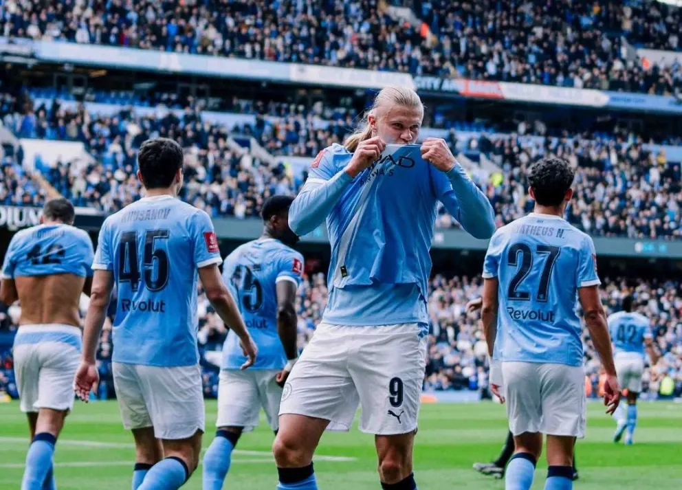 Haaland festeja tras anotar uno de sus goles. Foto: Manchester City.