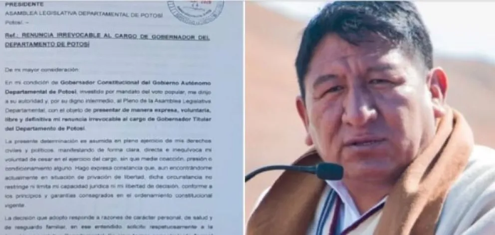 El renunciante gobernador de Potosí, Jhonny Mamani. Foto tomada de la cuenta de John Arandia