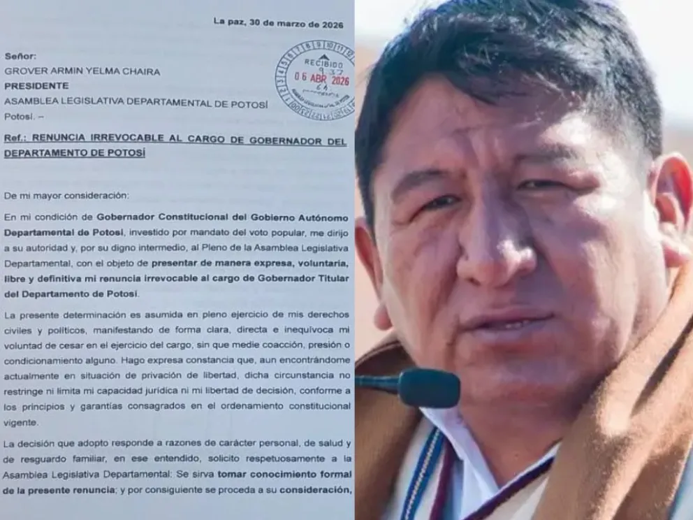 El renunciante gobernador de Potosí, Jhonny Mamani. 