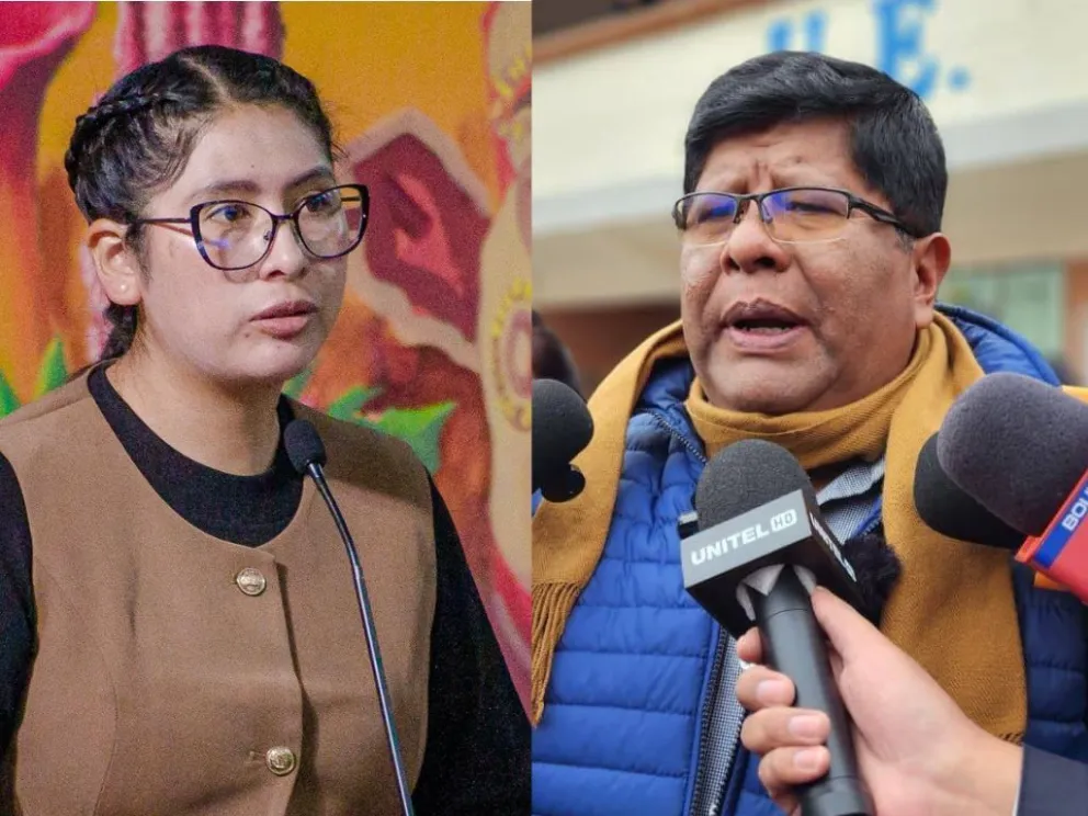 La autoridad saliente, Eva Copa, y el alcalde electo de El Alto, Eliser Roca. Fotos: RRSS de ambos 