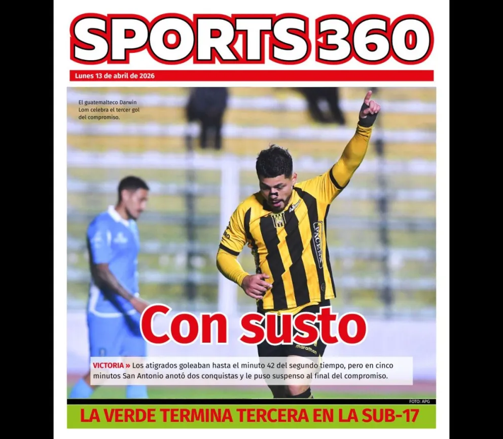 Darwin Lom celebra el primer gol del partido ante los cochabambinos. Foto. APG