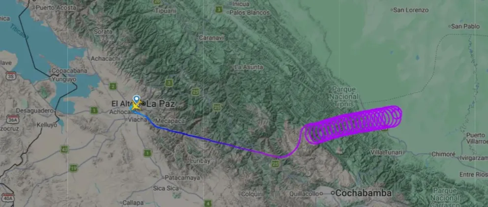 Imagen del recorrido de la nave, difundida por la red Unitel. 