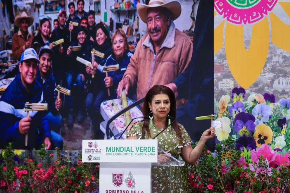 Clara Brugada, jefa del Gobierno de Ciudad de México, durante una conferencia de prensa. Foto: EFE