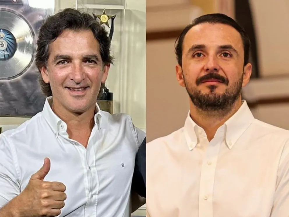 El alcalde electo de la Santa Cruz de la Sierra Manuel “Mamen” Saavedra y el gobernador electo Juan Pablo Velasco. Fotos: RRSS de los políticos 