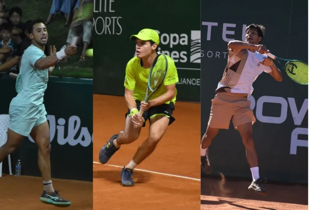 Hugo Dellien (izq.), Prado y Zeballos, durante el torneo cruceño. Fotos: Bolivia Open.