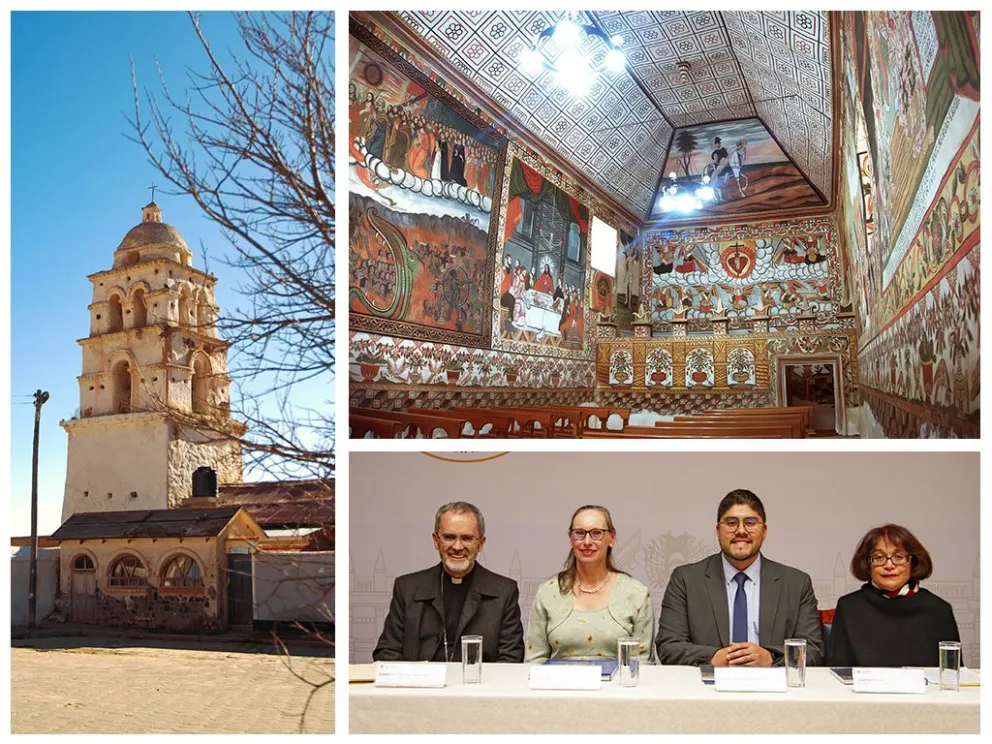 La iglesia y los murales que tiene; el acto de este martes, donde estuvieron la jefa de misión de EEUU y el viceministro de Fomento al Turismo.