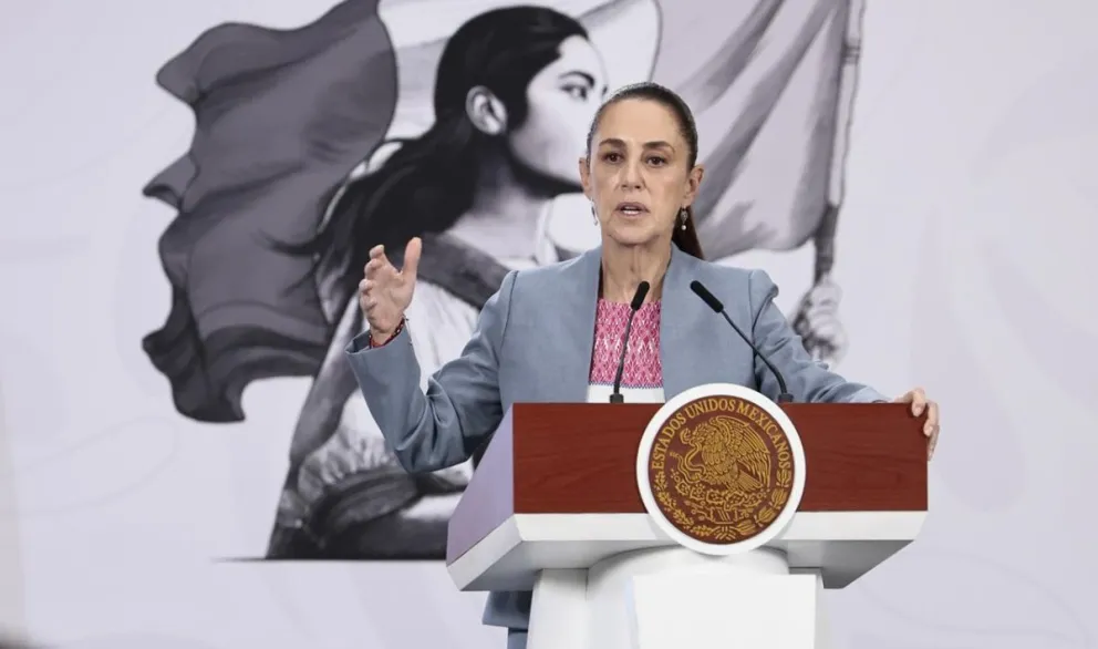 La presidenta de México, Claudia Sheinbaum, durante la conferencia de prensa de este martes. Foto: EFE