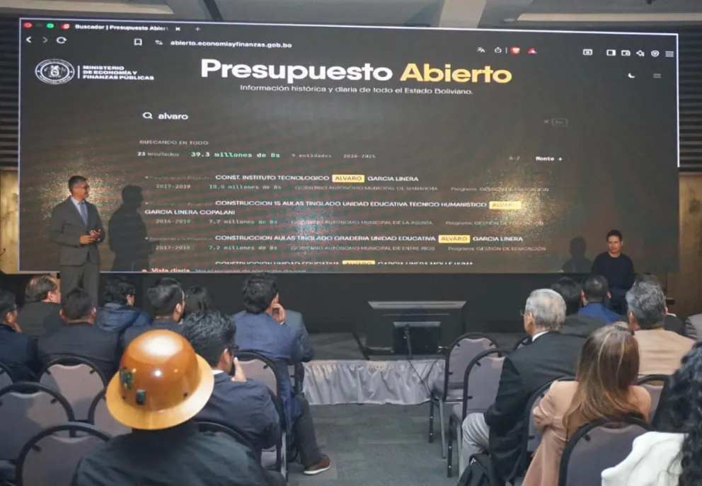 El ministro de Economía y Finanzas, José Gabriel Espinoza presentó este martes  la Ley del Presupuesto General del Estado (PGE) reformulado 2026. Foto: APG