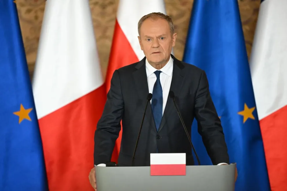 El primer ministro polaco, Donald Tusk, en la Casa de Artus en Gdansk, Polonia, 20 de abril de 2026. Foto: EFE 