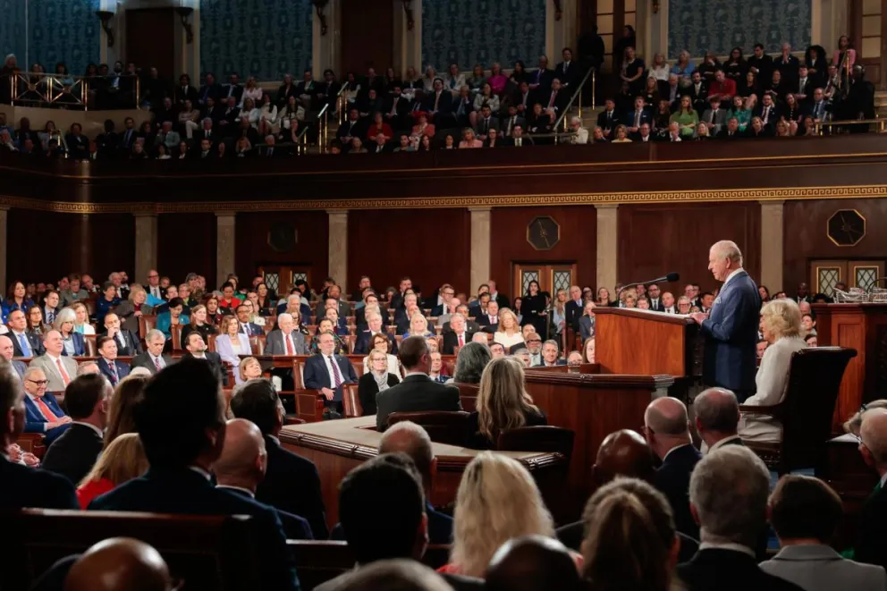 El discurso de Carlos III en el Congreso de EEUU.  Foto: EFE